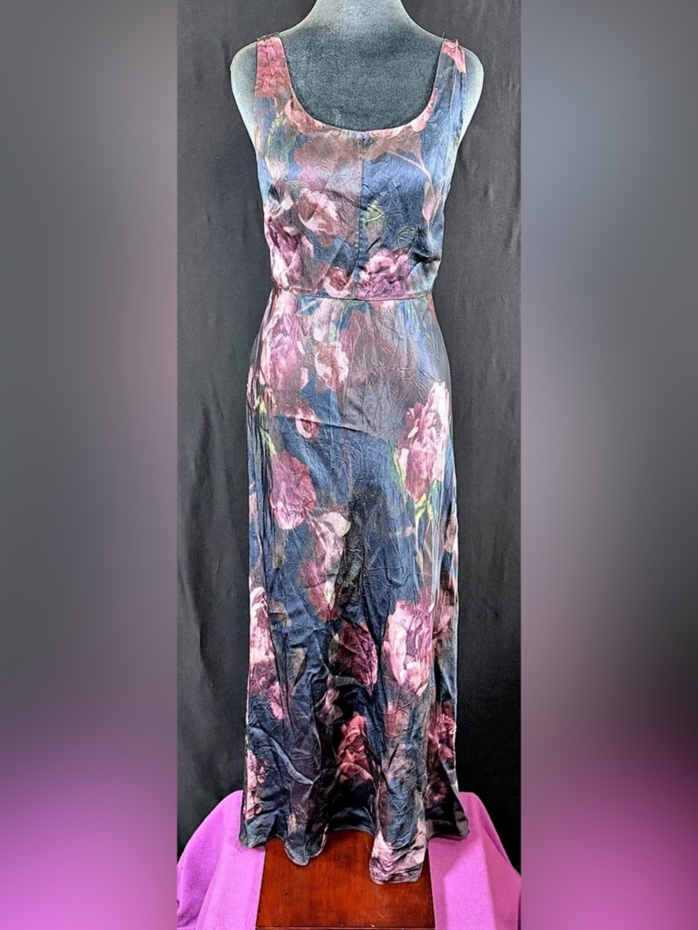 Vince Floral Maxi Dress in Blue & Pink Size 4 Regal Flawed Costume Cosplay Play